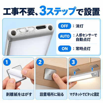 人感センサーLEDライト 充電式